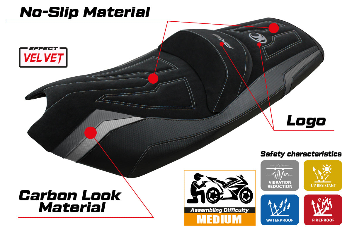 Kymco AK 550 2017-2024 Seat Cover Tappezzeria Italia TPZ in Grey and Silver