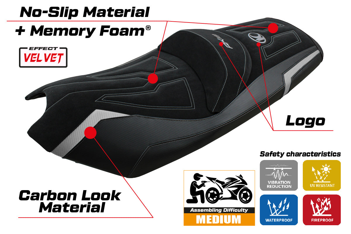 Kymco AK 550 2017-2024 Seat Cover Tappezzeria Italia TPZ Comfort in Grey and Silver