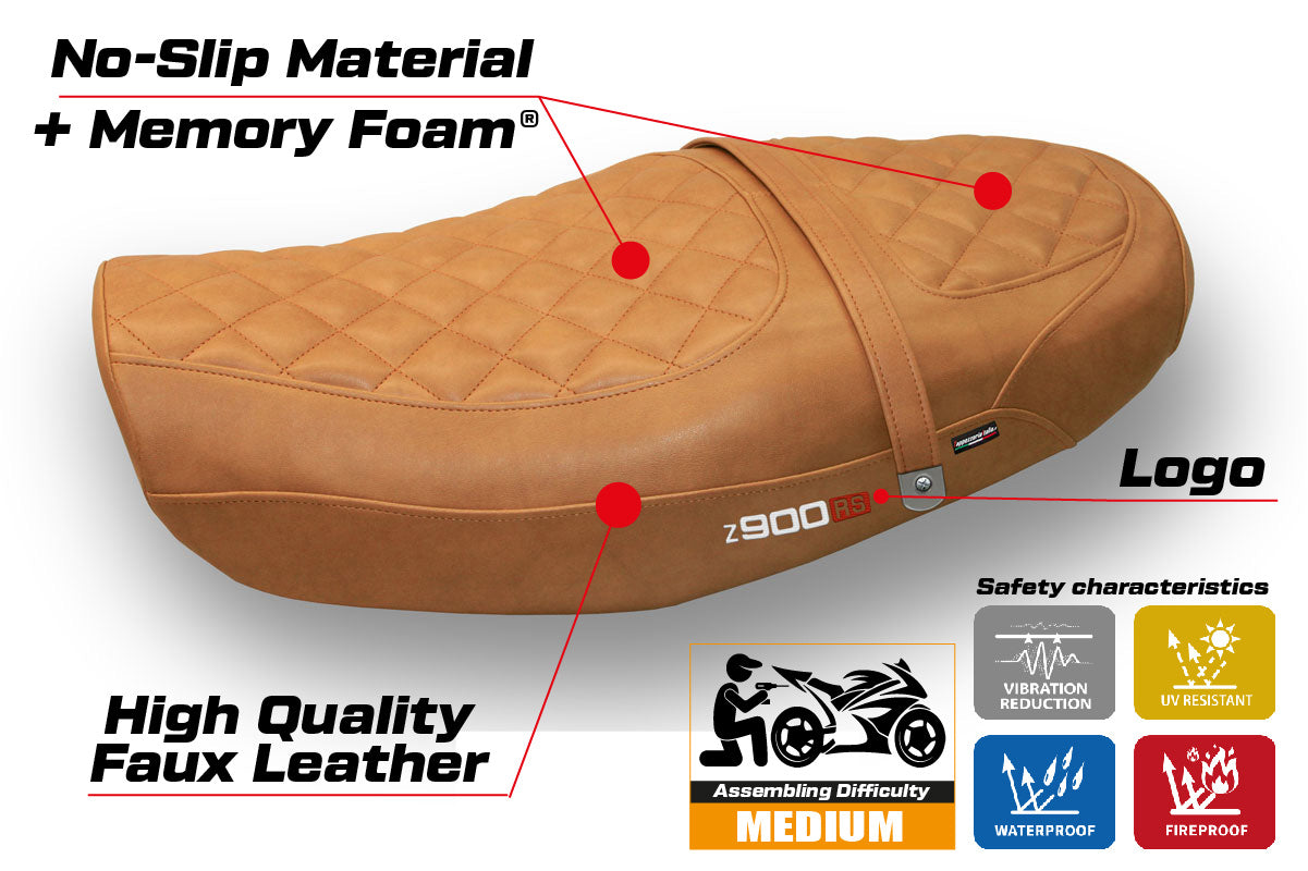 Funda de asiento Kawasaki Z900RS 2018-2025 Tappezzeria Italia TPZ Comfort Leather Camel