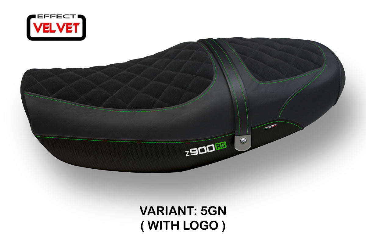 Funda de asiento Kawasaki Z900RS 2018-2025 Tappezzeria Italia TPZ Terciopelo Verde Negro