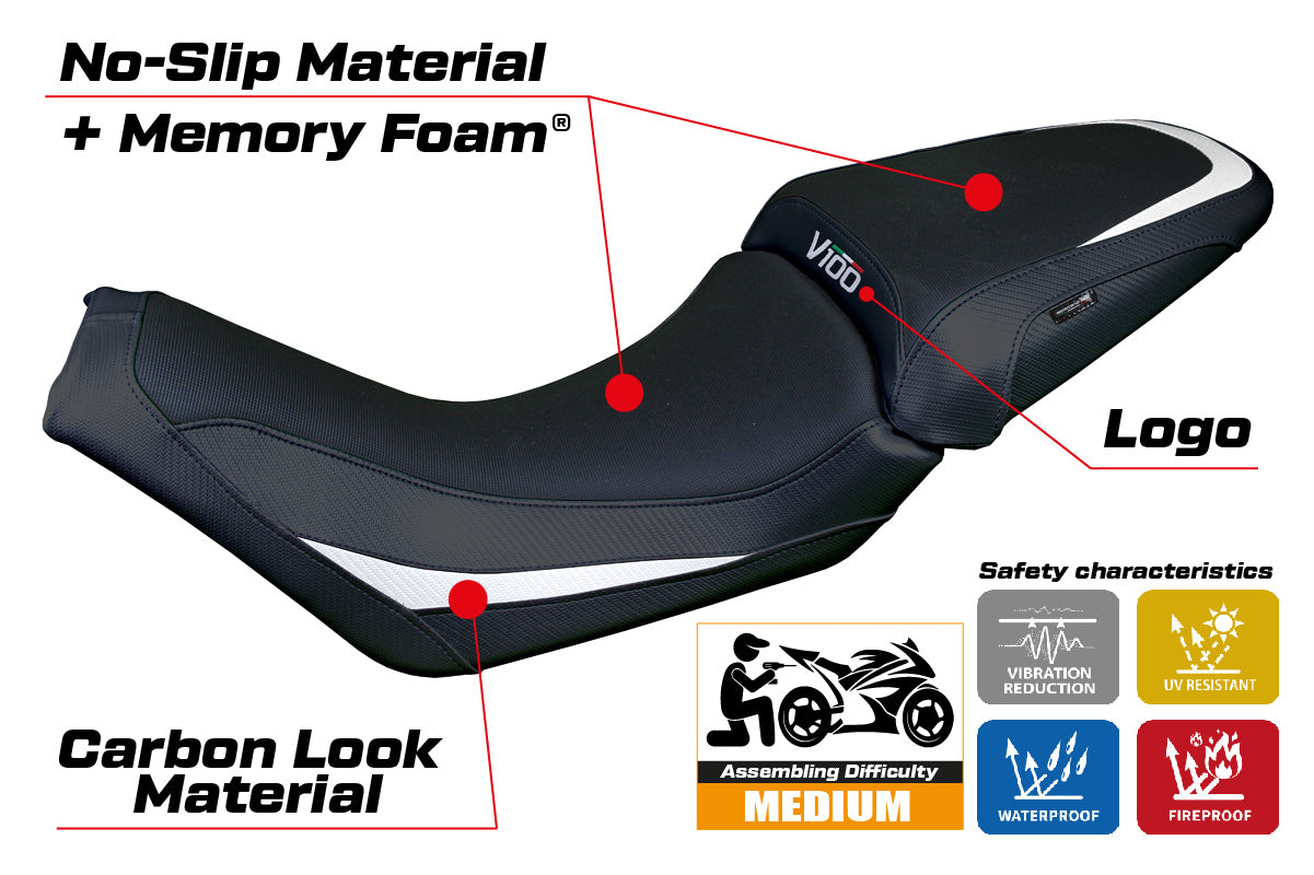 Moto Guzzi V100 Mandello 2022-2025 Seat Cover Tappezzeria Italia TPZ Comfort White