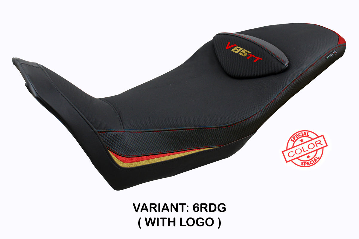 Moto Guzzi V85TT 2019-2025 Seat Cover Tappezzeria Italia TPZ in Red Gold and Black