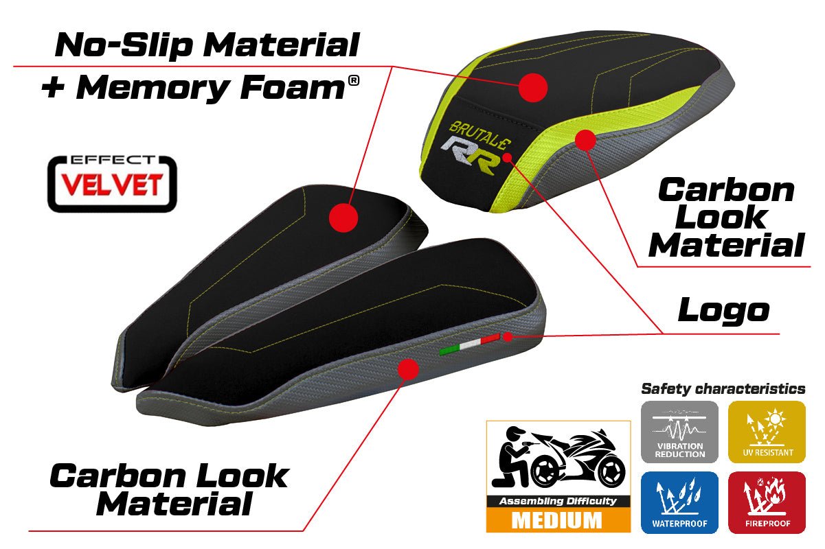 MV Agusta Brutale 1000RR 2020-2025 Seat Cover Tappezzeria Italia TPZ Comfort in Yellow and Grey