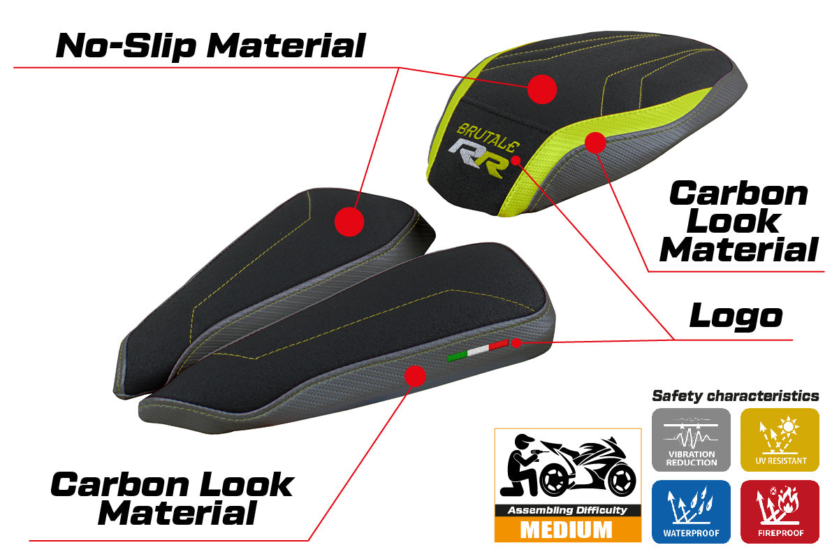 MV Agusta Brutale 1000RR 2020-2025 Seat Cover Tappezzeria Italia TPZ Ultragrip in Yellow and Grey