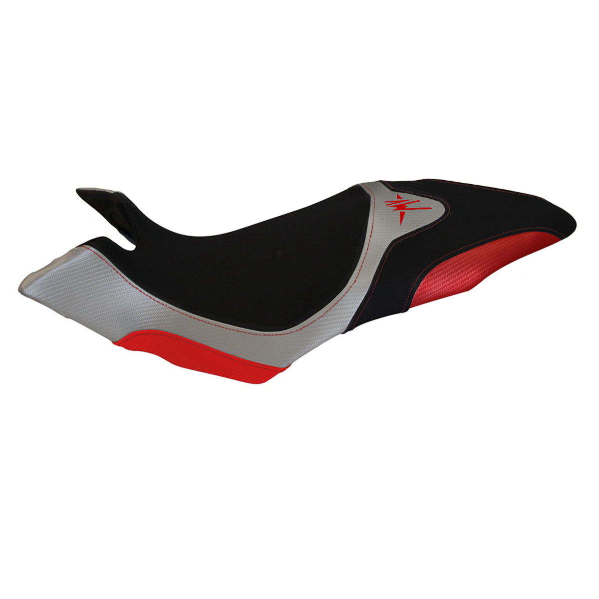 Funda de asiento Tappezzeria Italia TPZ para MV Agusta Dragster 800 2014-2018 en plata y rojo
