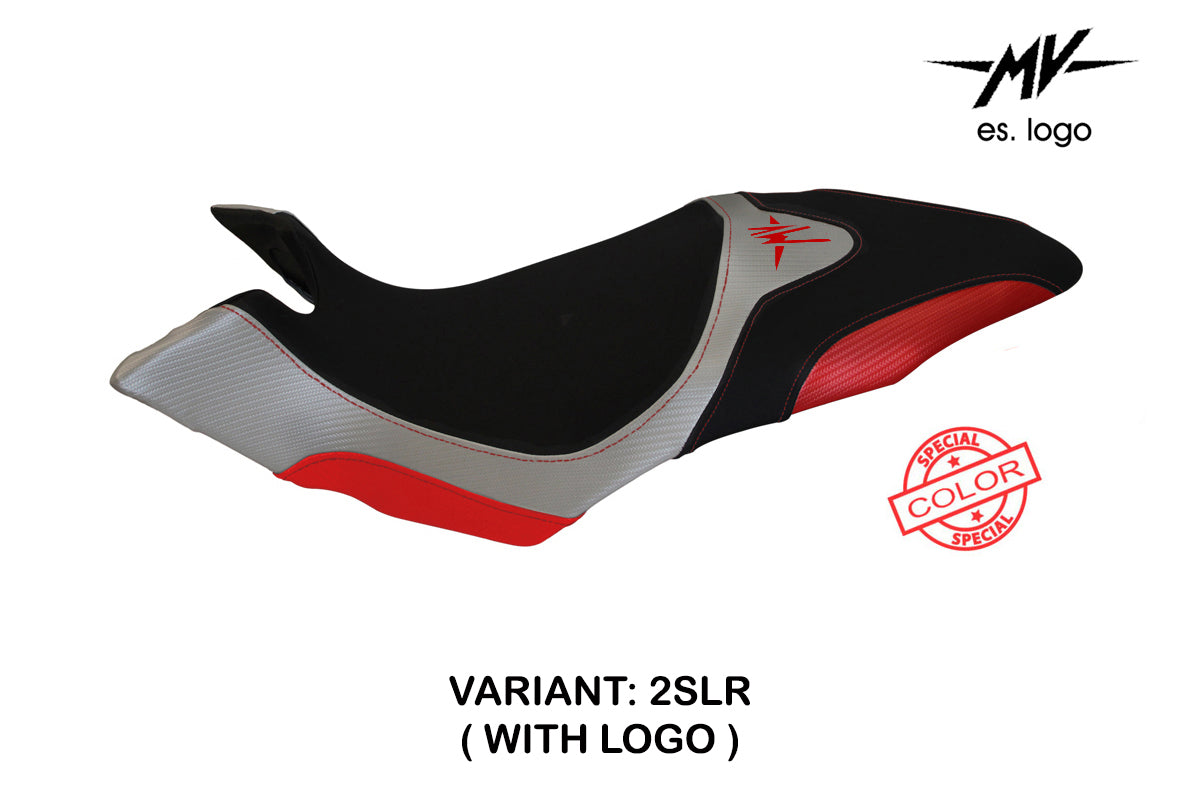 Funda de asiento Tappezzeria Italia TPZ para MV Agusta Dragster 800 2014-2018 en plata y rojo