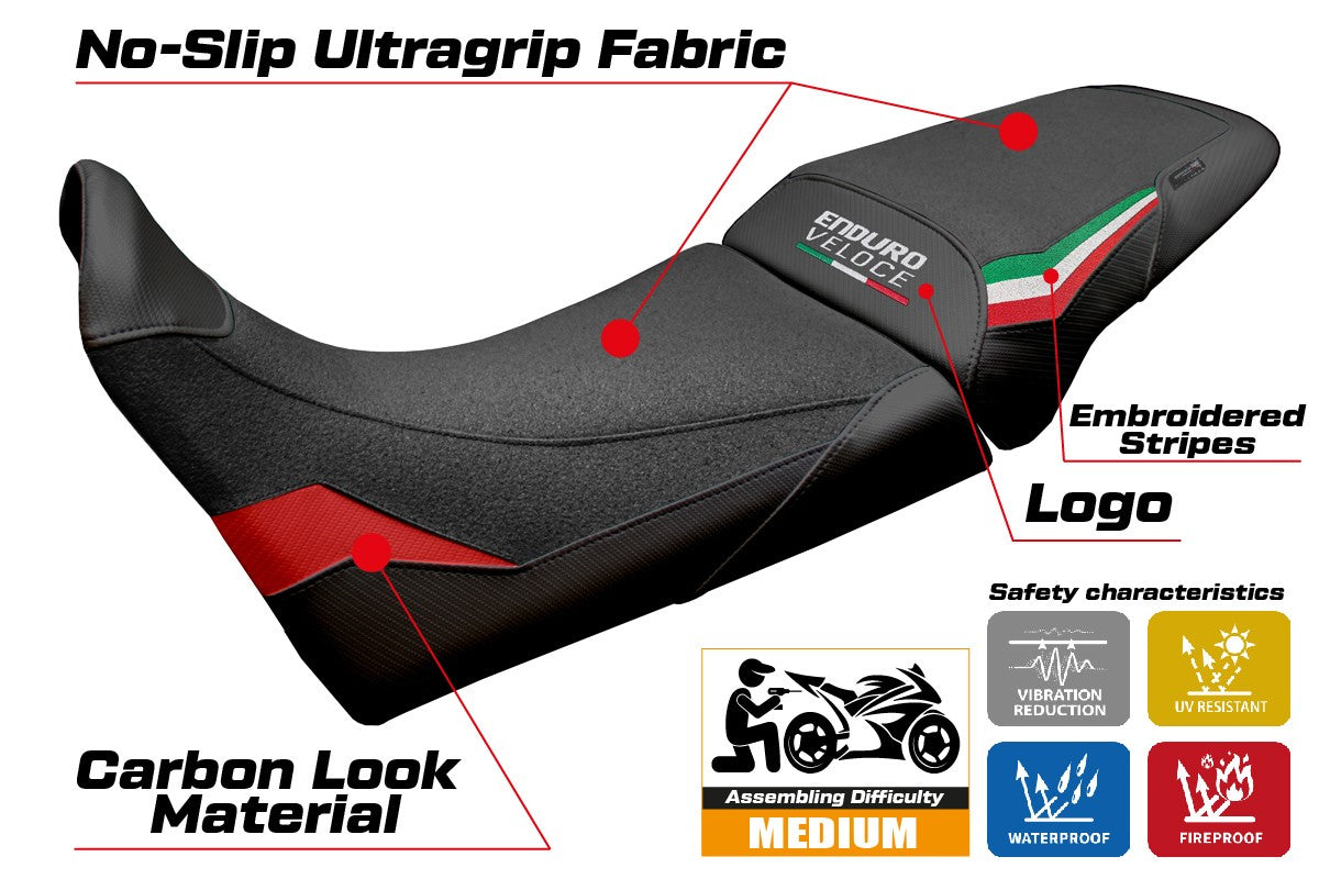 Funda de asiento MV Agusta Enduro Veloce 2024-2025 Tappezzeria Italia TPZ Ultragrip Rojo Ita