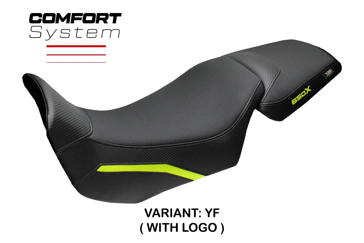 QJ Motor SVT 650 X 2024-2026 Seat Cover TPZ Italia Comfort Yellow Fluo Black