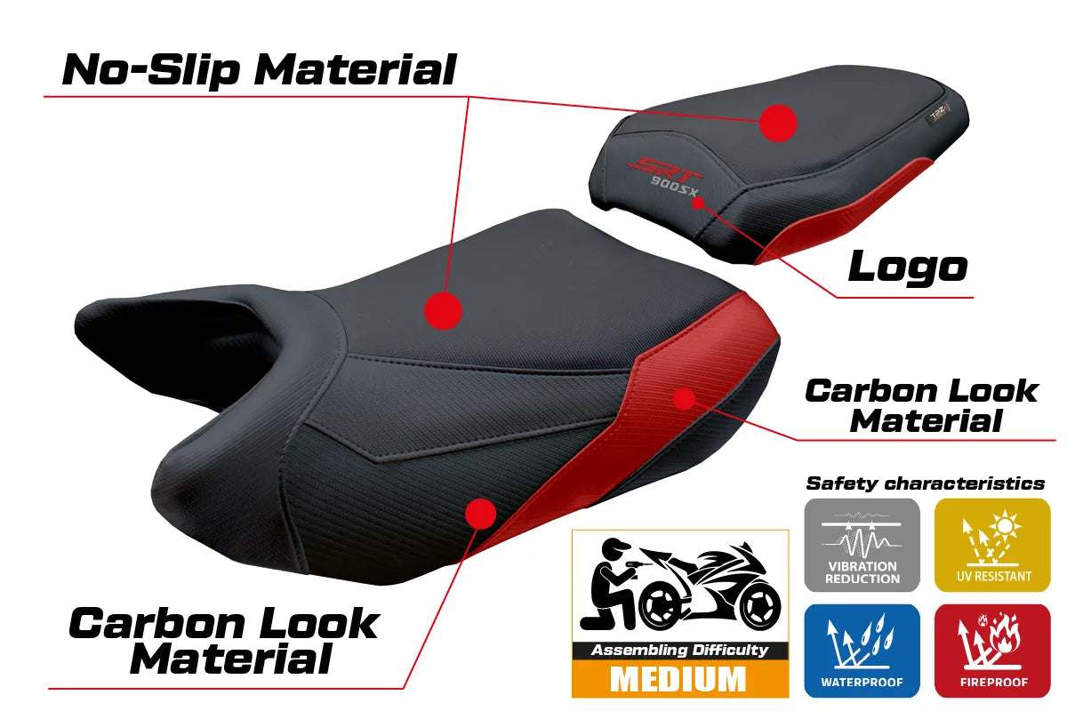QJ Motor SRT 900 SX 2025-2026 Seat Cover TPZ Italia Red Black