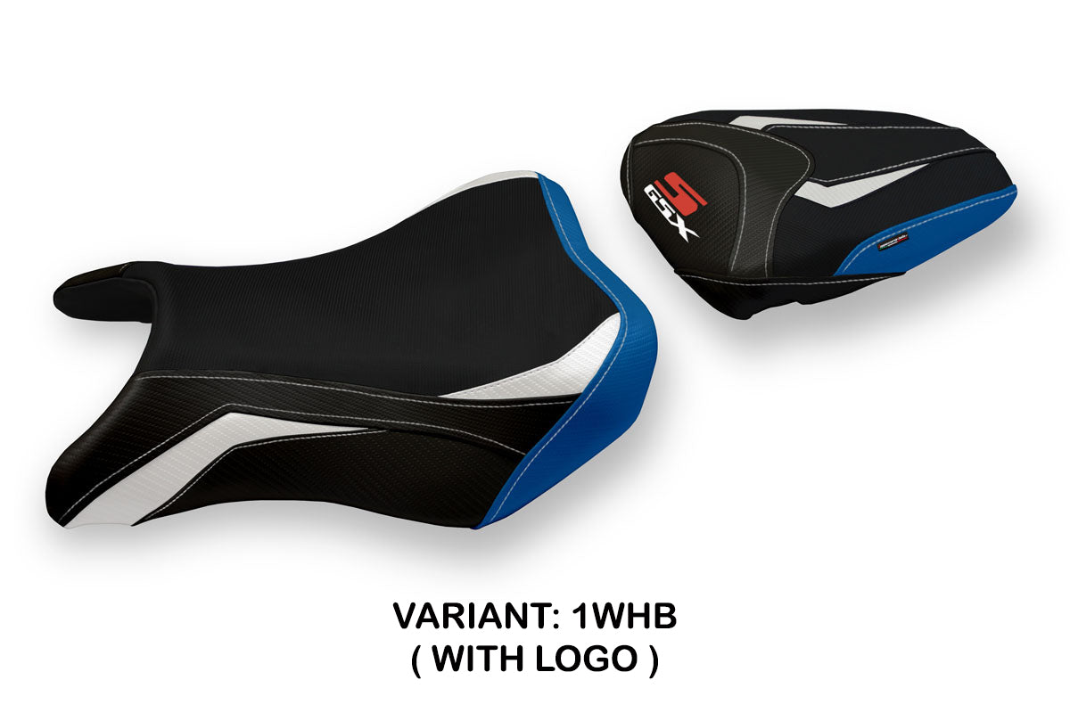 Suzuki GSXS 750 2017-2021 Seat Cover Tappezzeria Italia TPZ in White, Blue and Black