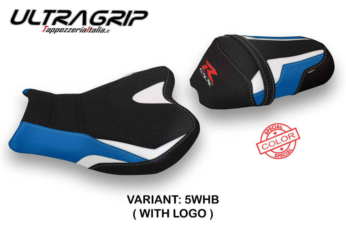 Suzuki GSXR 1000 2009-2016 Seat Cover Tappezzeria Italia TPZ Ultragrip in White and Blue