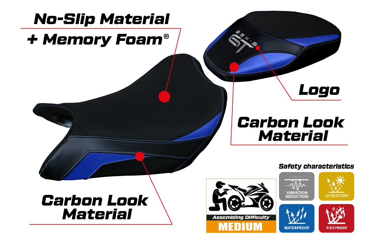Suzuki GSXS 1000 GT 2021-2025 Seat Cover Tappezzeria Italia TPZ Comfort in Grey and Blue