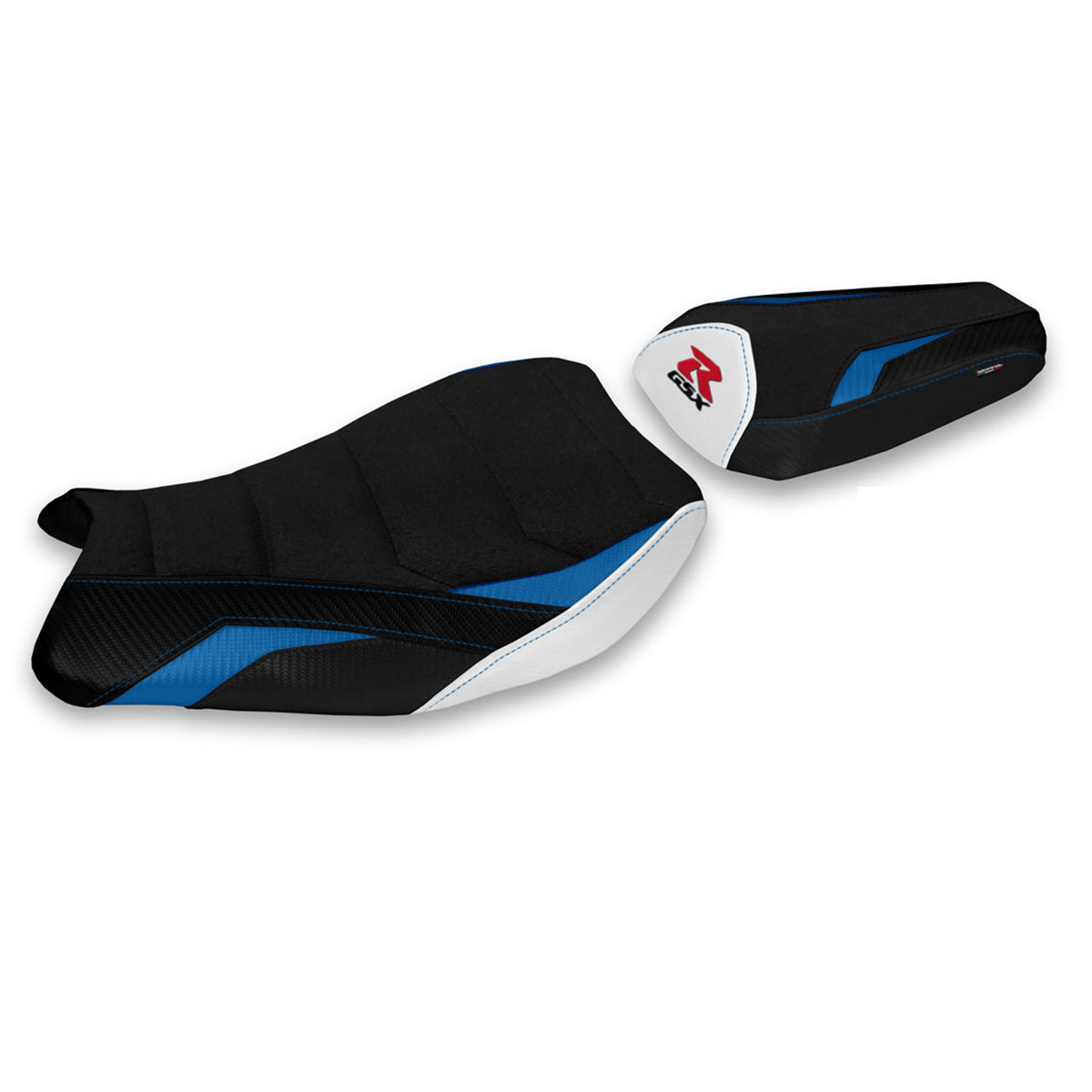 Suzuki GSXR 1000 2017-2024 Seat Cover Tappezzeria Italia TPZ Ultragrip in Blue and White