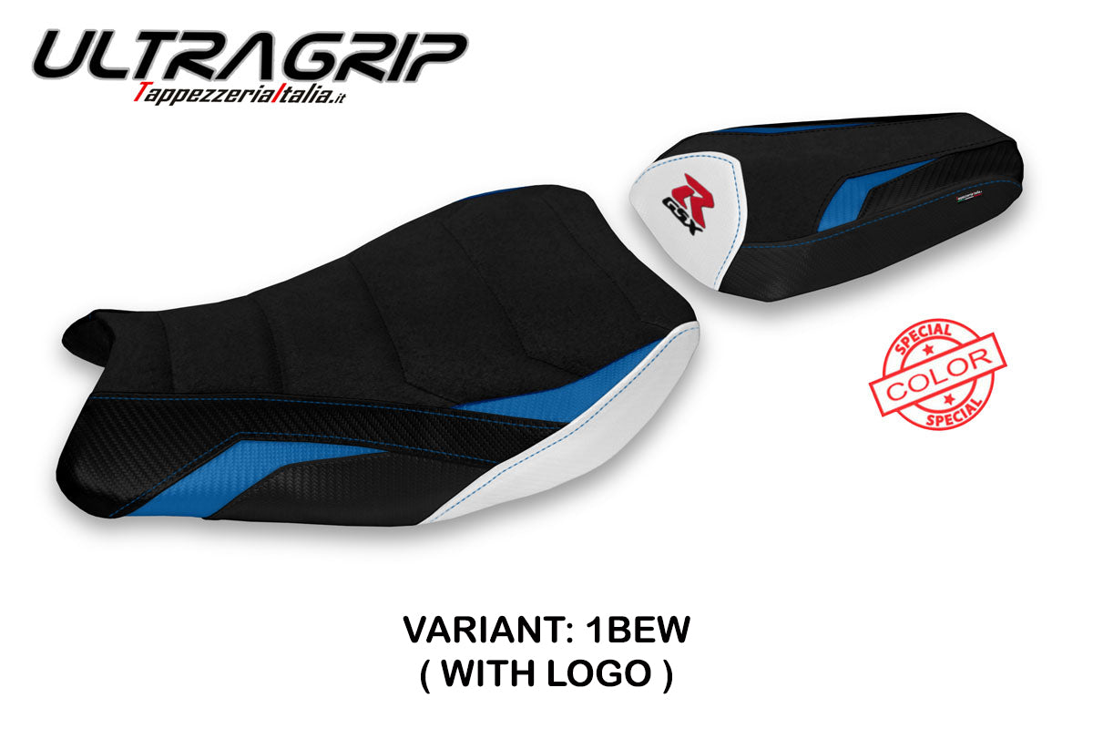 Suzuki GSXR 1000 2017-2024 Seat Cover Tappezzeria Italia TPZ Ultragrip in Blue and White