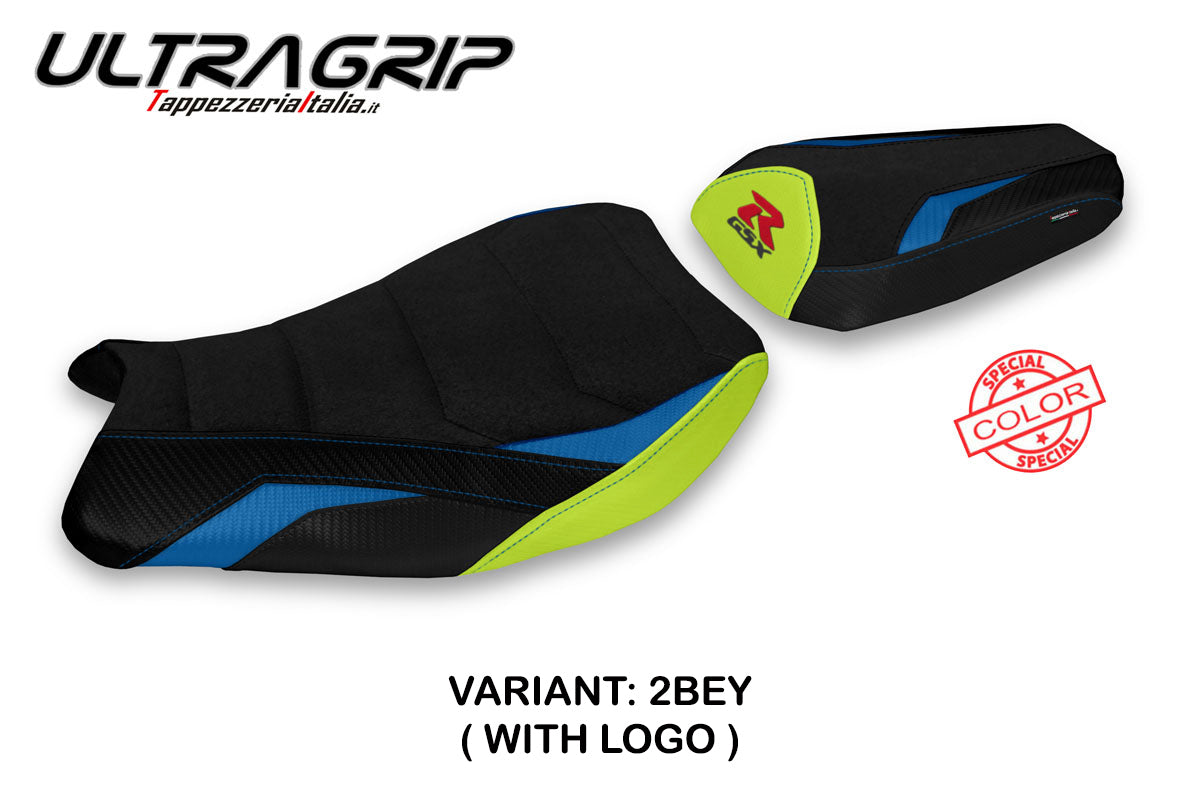 Suzuki GSXR 1000 2017-2024 Seat Cover Tappezzeria Italia TPZ Ultragrip in Blue and Yellow