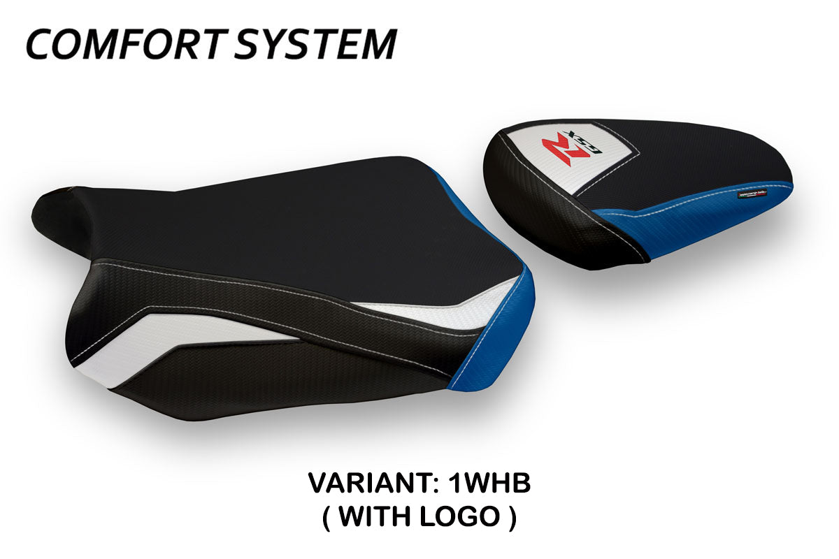 Suzuki GSXR 600 750 2011-2024 Seat Cover Tappezzeria Italia TPZ Comfort in White and Blue