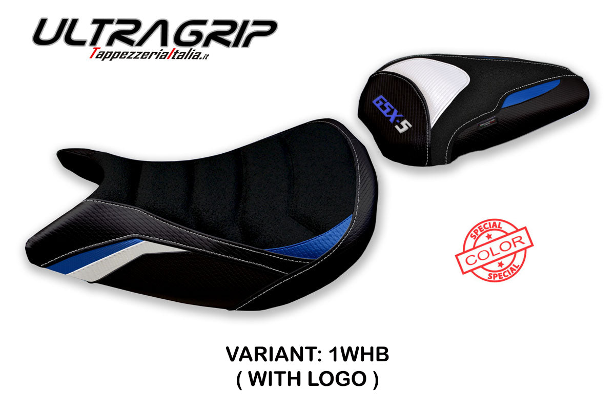 Suzuki GSXS 1000 2015-2020 Seat Cover Tappezzeria Italia TPZ Ultragrip in White and Blue