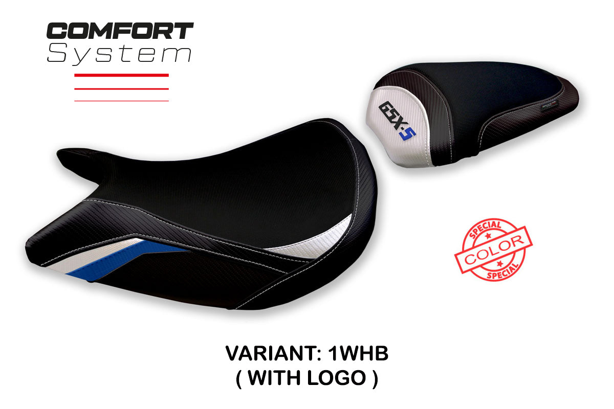 Suzuki GSXS 1000 2021-2025 Seat Cover Tappezzeria Italia TPZ Comfort in White and Blue