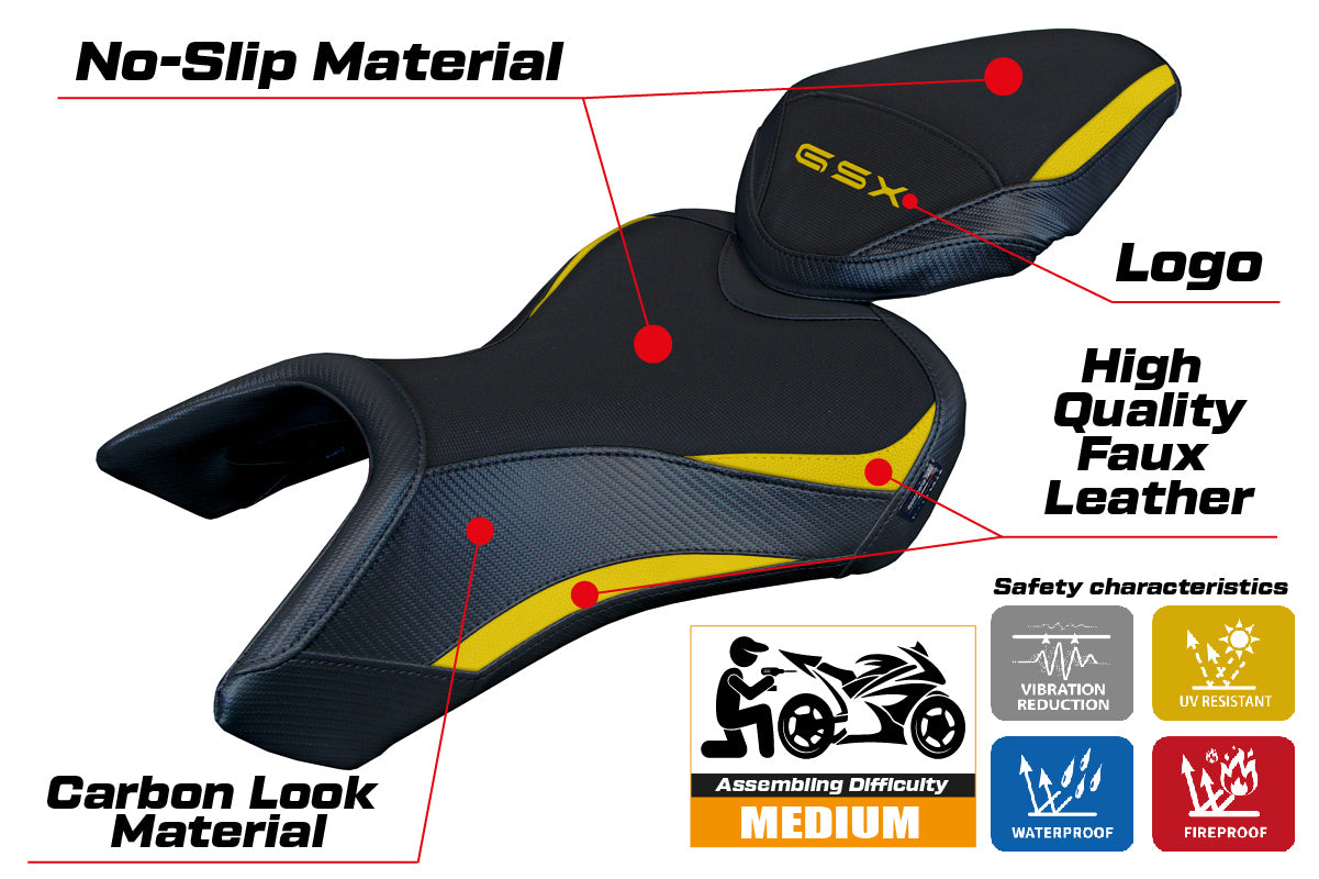Suzuki GSX 8S-8R 2023-2025 Seat Cover Tappezzeria Italia TPZ in Yellow and Black