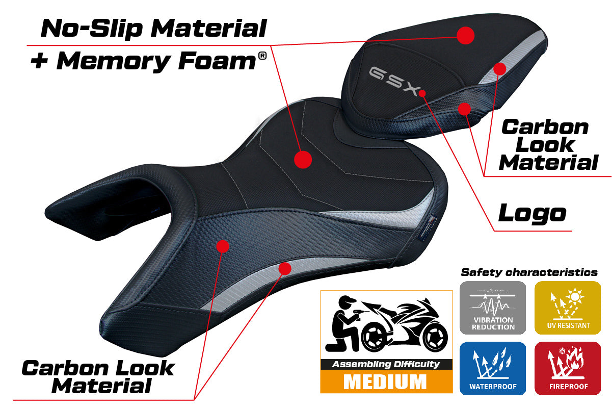 Suzuki GSX 8S-8R 2023-2025 Seat Cover Tappezzeria Italia TPZ Comfort in Silver and Black