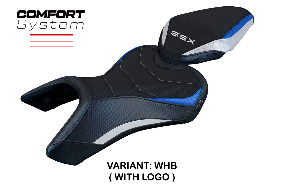 Suzuki GSX 8S-8R 2023-2025 Seat Cover Tappezzeria Italia TPZ Comfort in White Blue and Black