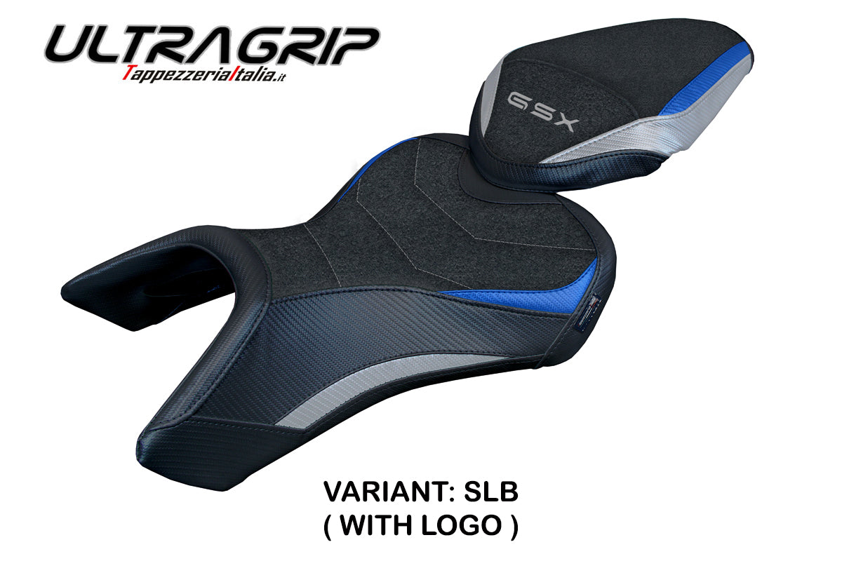 Suzuki GSX 8S-8R 2023-2025 Seat Cover Tappezzeria Italia TPZ Ultragrip in Silver Blue and Black