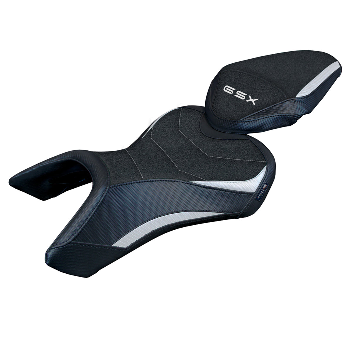 Funda de asiento Suzuki GSX 8S-8R 2023-2025 Tappezzeria Italia TPZ Ultragrip en blanco y negro