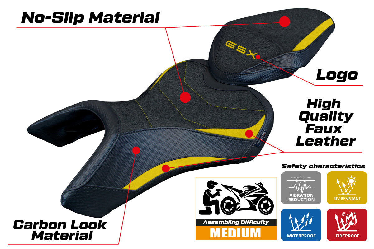 Suzuki GSX 8S-8R 2023-2025 Seat Cover Tappezzeria Italia TPZ Ultragrip in Yellow and Black