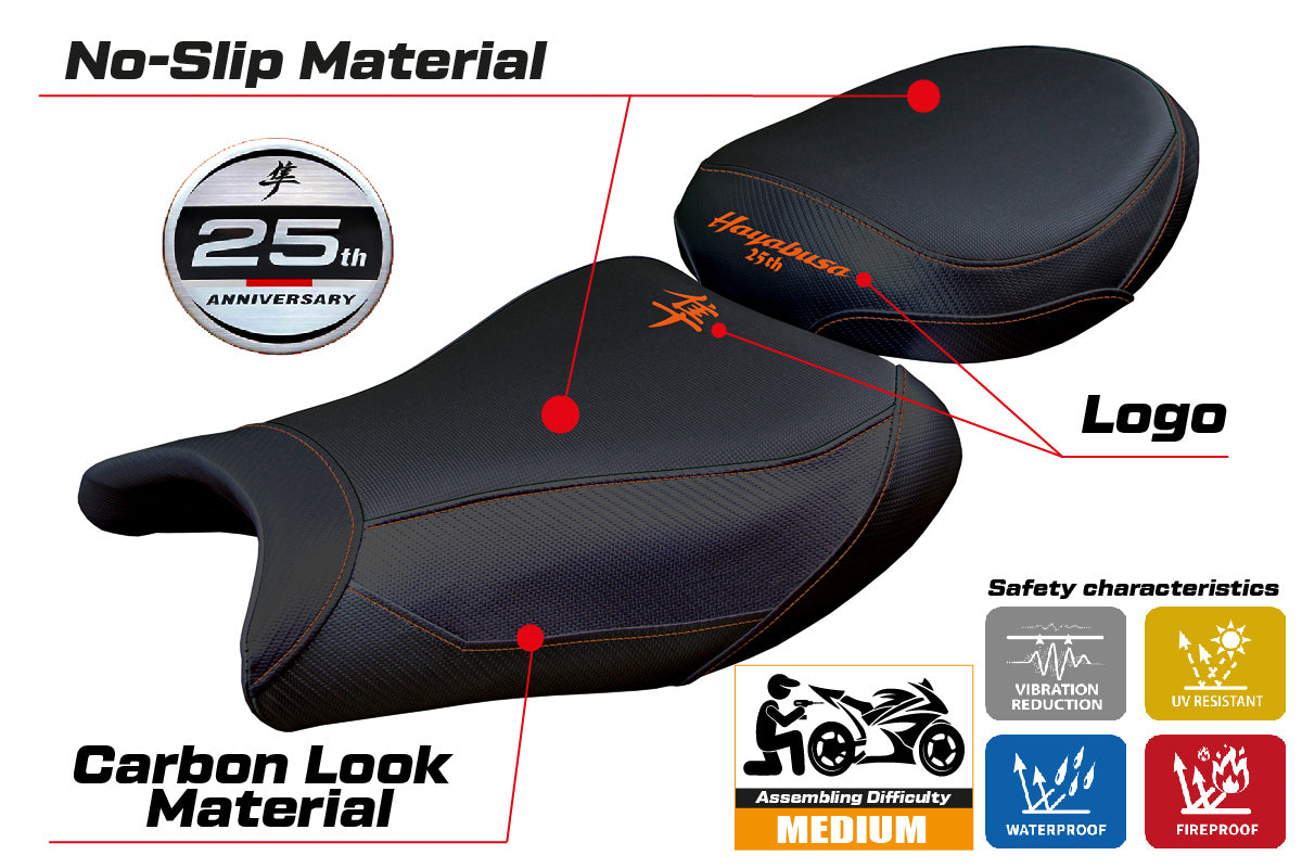 Suzuki GSX 1300 R Hayabusa 2021-2025 Seat Cover Tappezzeria Black Orange
