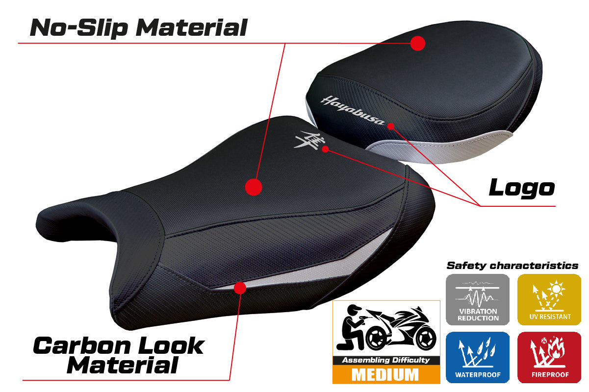 Suzuki GSX 1300 R Hayabusa 2021-2025 Seat Cover Tappezzeria Black Silver