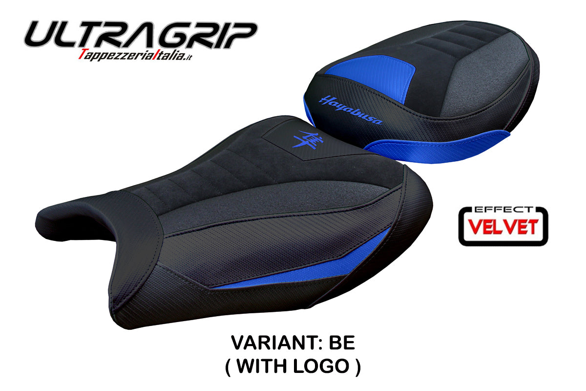 Funda de asiento Suzuki GSX R 1300 Hayabusa 2008-2020 Tappezzeria Italia TPZ Ultragrip en ante azul