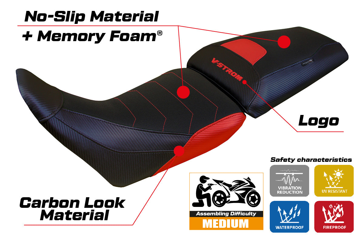 Suzuki V-Strom 1050 2020-2025 Seat Cover Tappezzeria Italia TPZ Comfort in Red