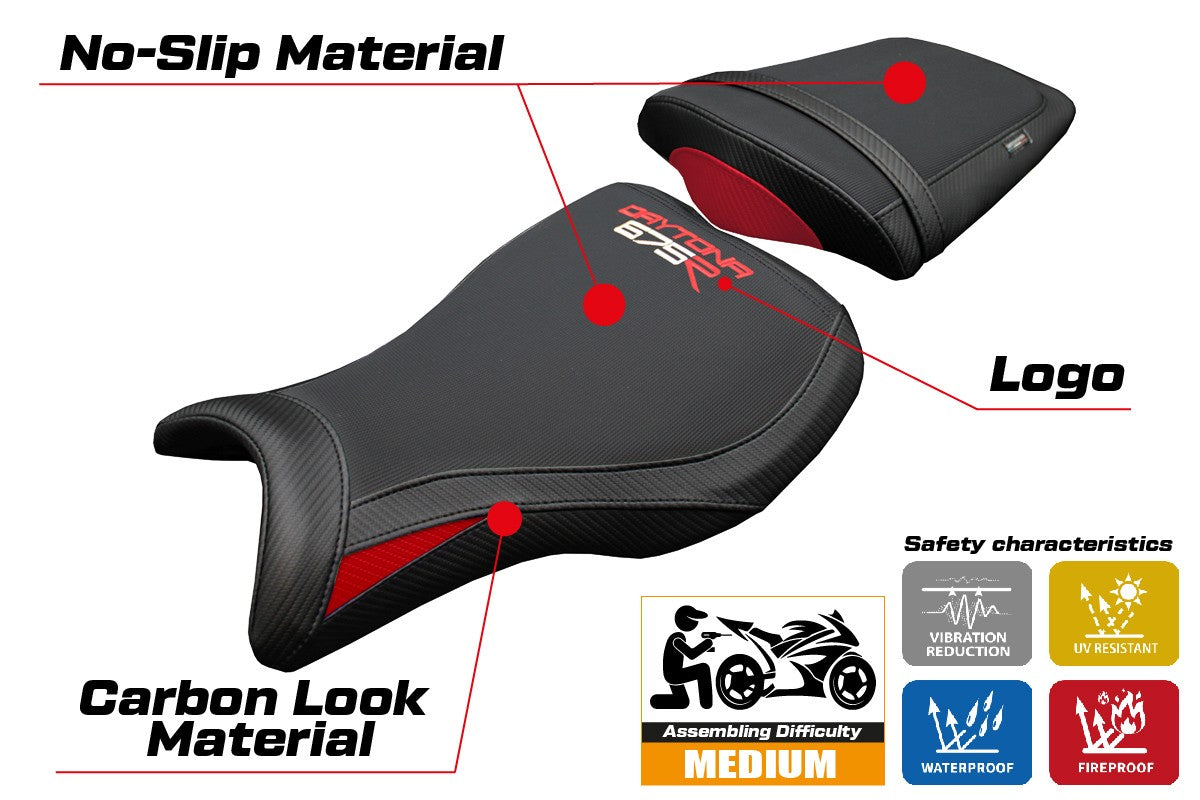 Triumph Daytona 675R 2006-2009 2010 2011 2012 Seat Cover Tappezzeria Italia TPZ Red Black