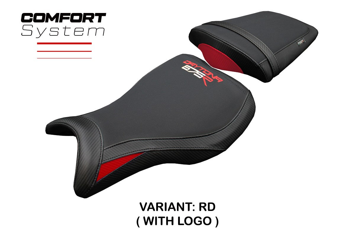 Funda de asiento Tappezzeria Italia TPZ Comfort Rojo Negro para Triumph Daytona 675R 2006-2011 2012