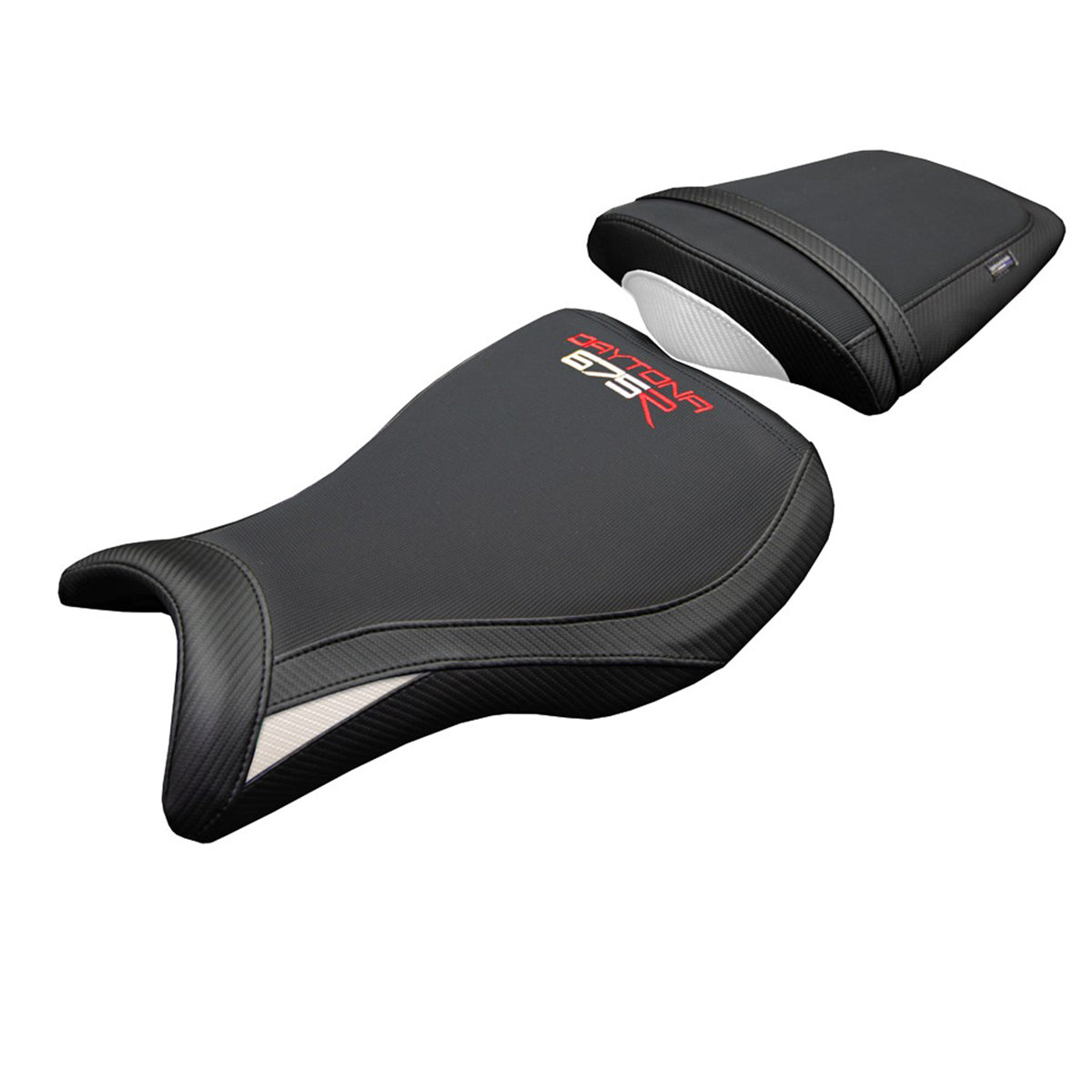 Funda de asiento Tappezzeria Italia TPZ Comfort Blanco Negro para Triumph Daytona 675R 2006-2011 2012
