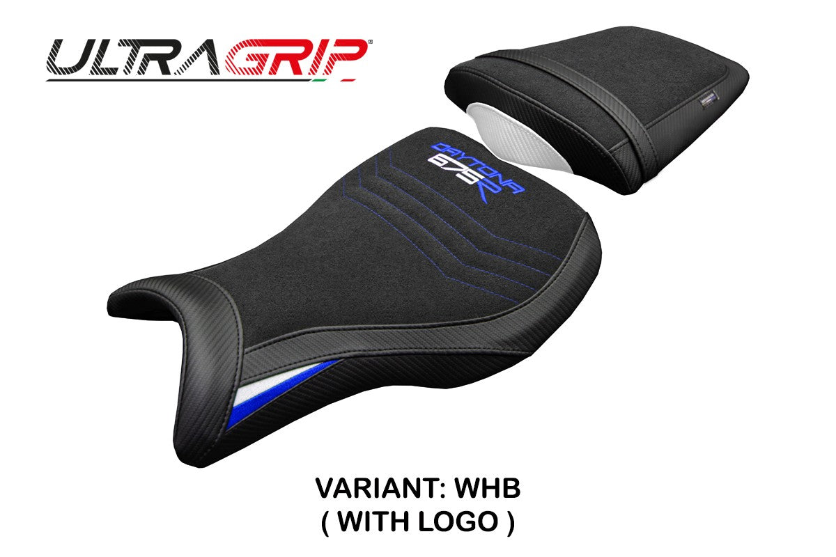 Triumph Daytona 675R 2006-2012 Seat Cover Tappezzeria Italia TPZ Ultragrip White Blue Black