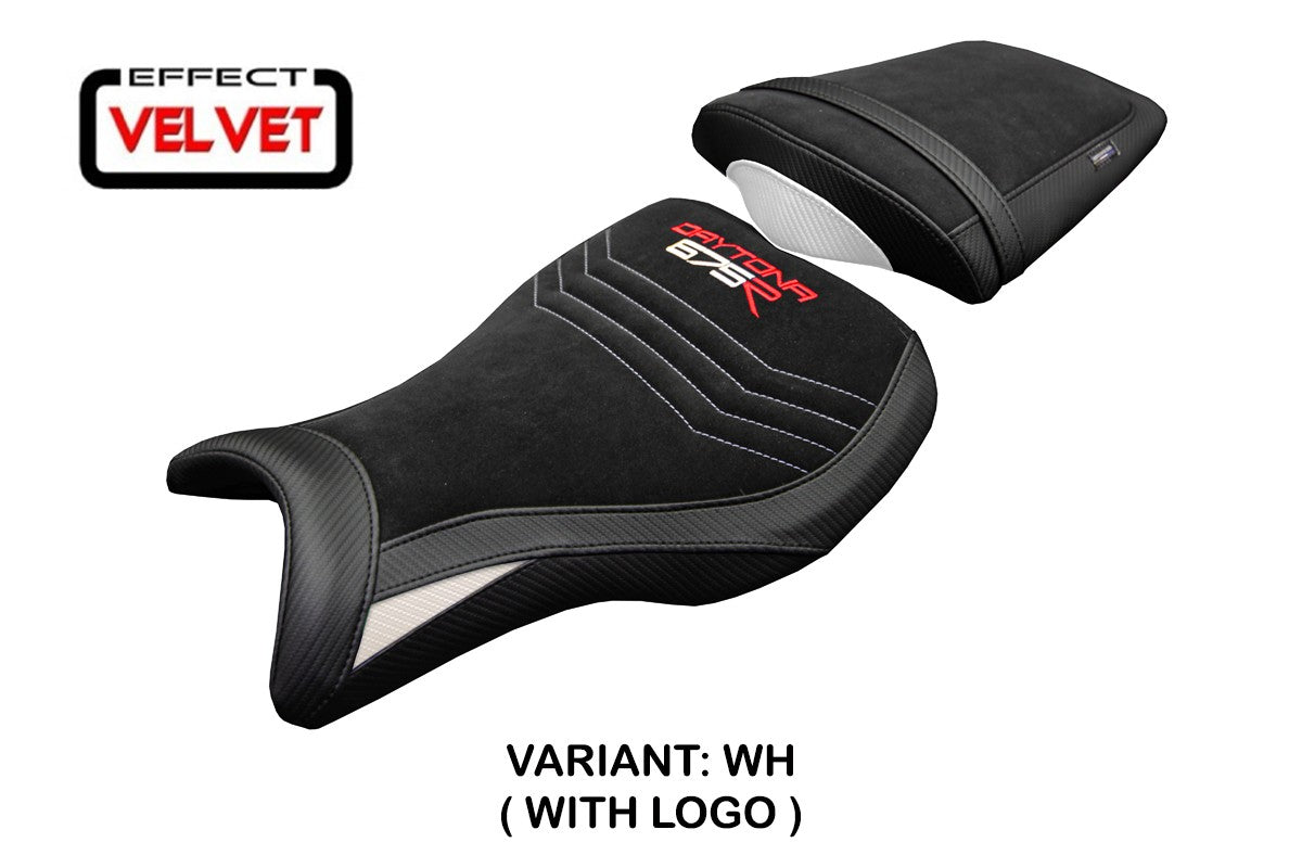 Triumph Daytona 675R 2006-2011 2012 Seat Cover Tappezzeria Italia TPZ Velvet White Black