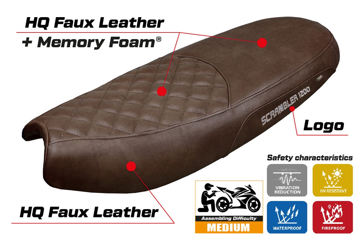 Triumph Scrambler 1200 2019-2026 Seat Cover TPZ Italia Comfort Dark Brown