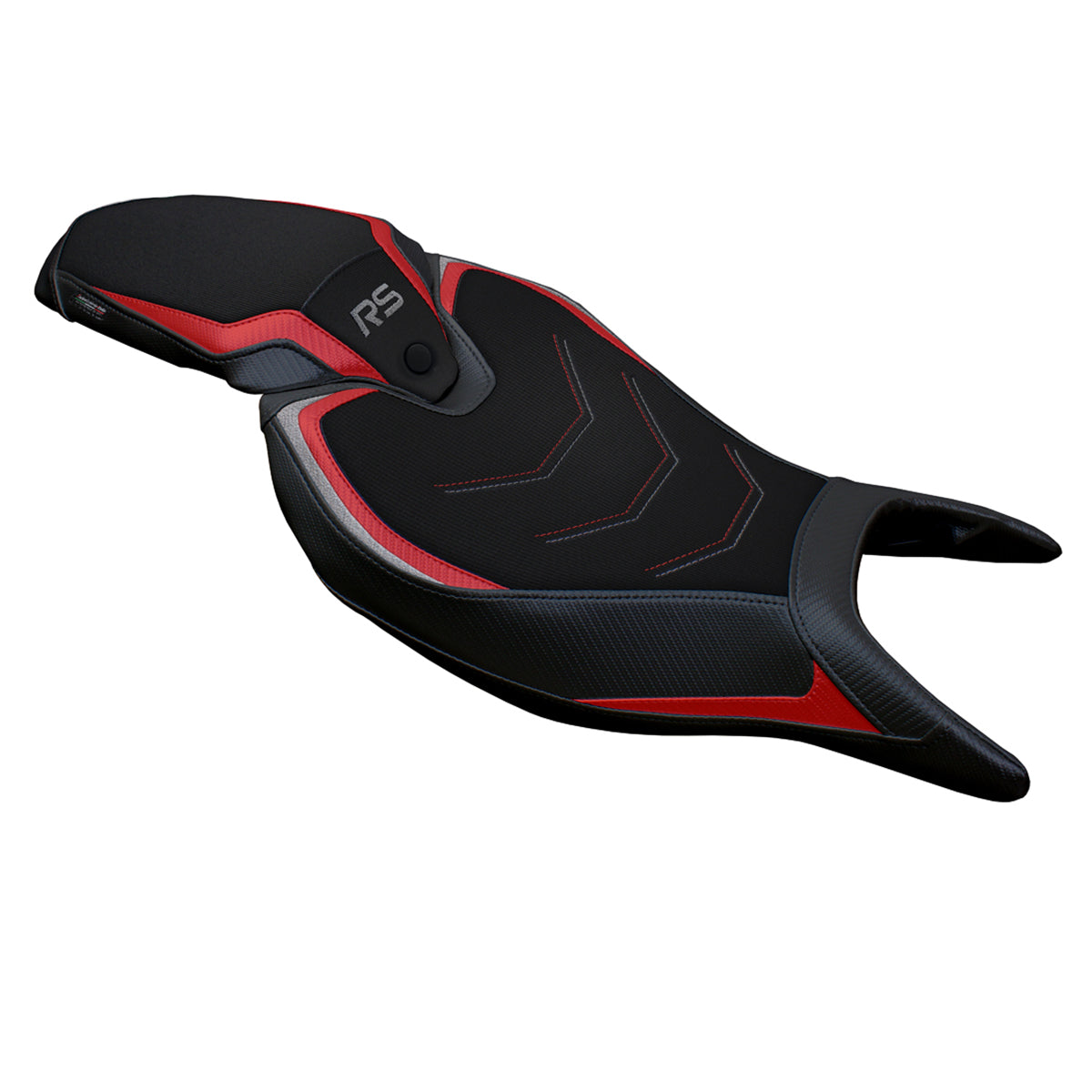 Funda de asiento Tappezzeria Italia TPZ Comfort para Triumph Speed Triple 1200 RS 2022-2025 en rojo y gris