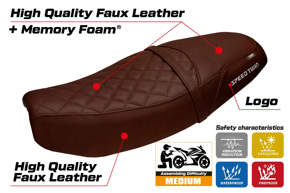 Triumph Speed Twin 1200 2019-2026 Seat Cover TPZ Italia Comfort Dark Brown