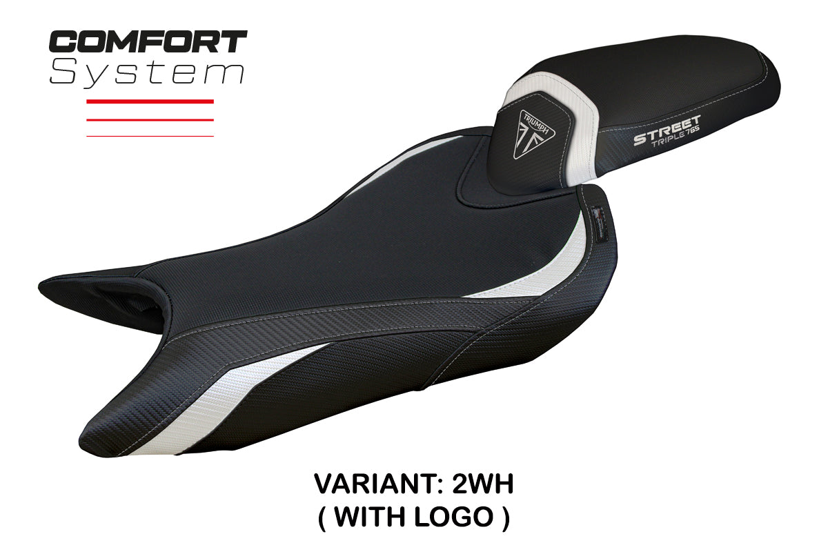 Triumph Street Triple 765 2023-2025 Seat Cover Tappezzeria Italia TPZ Comfort in White and Black