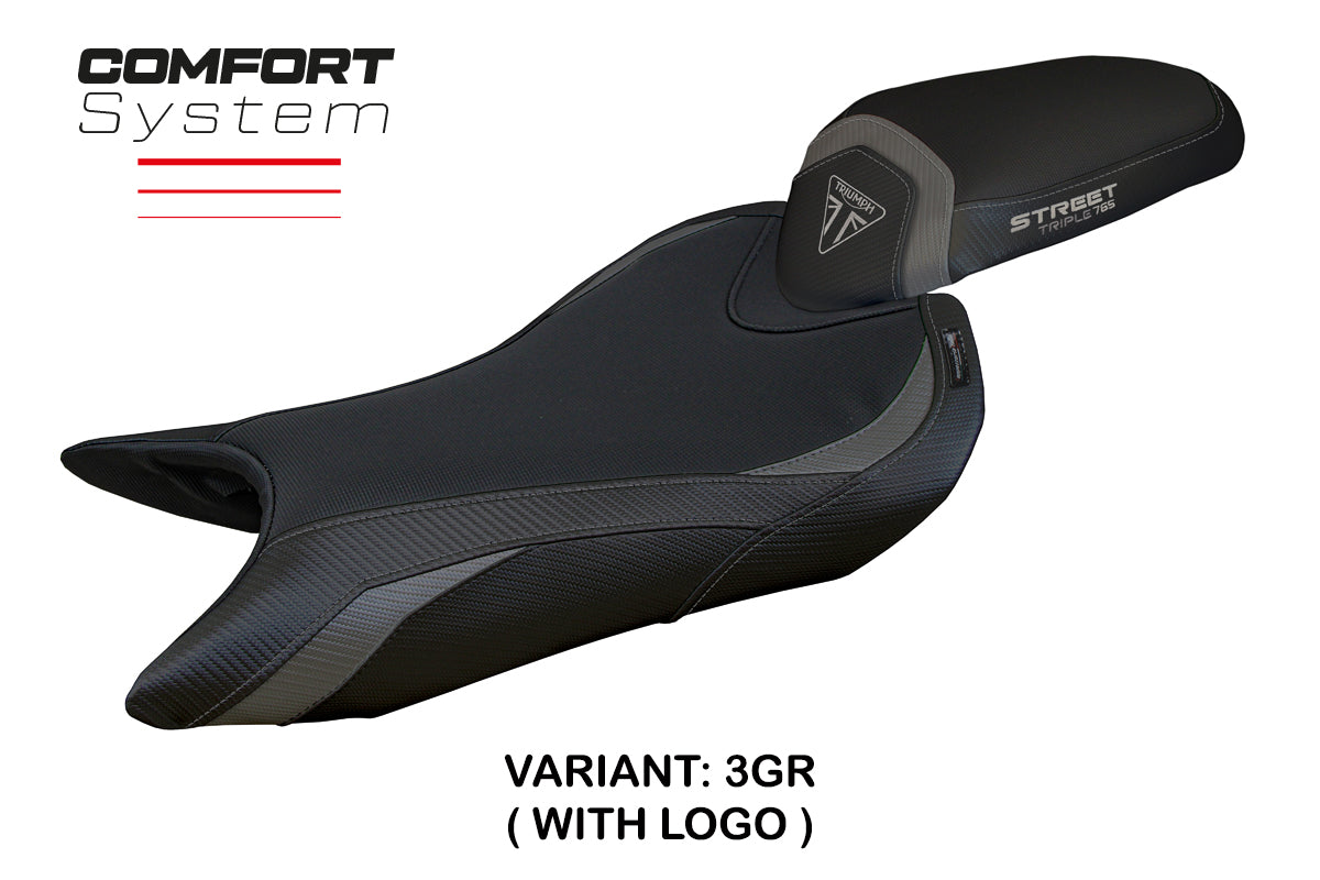 Triumph Street Triple 765 2023-2025 Seat Cover Tappezzeria Italia TPZ Comfort in Grey and Black