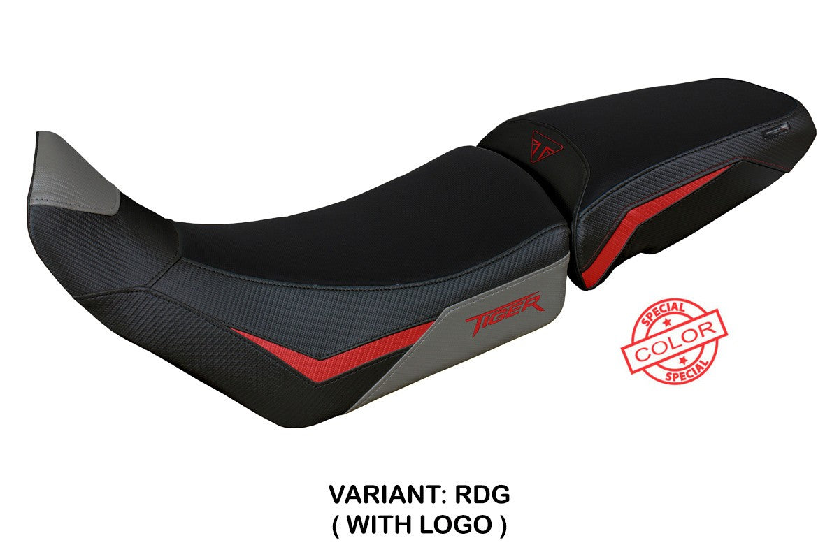 Funda de asiento para Triumph Tiger 850 Sport 2021-2025 Tappezzeria Italia TPZ Rojo Gris Negro