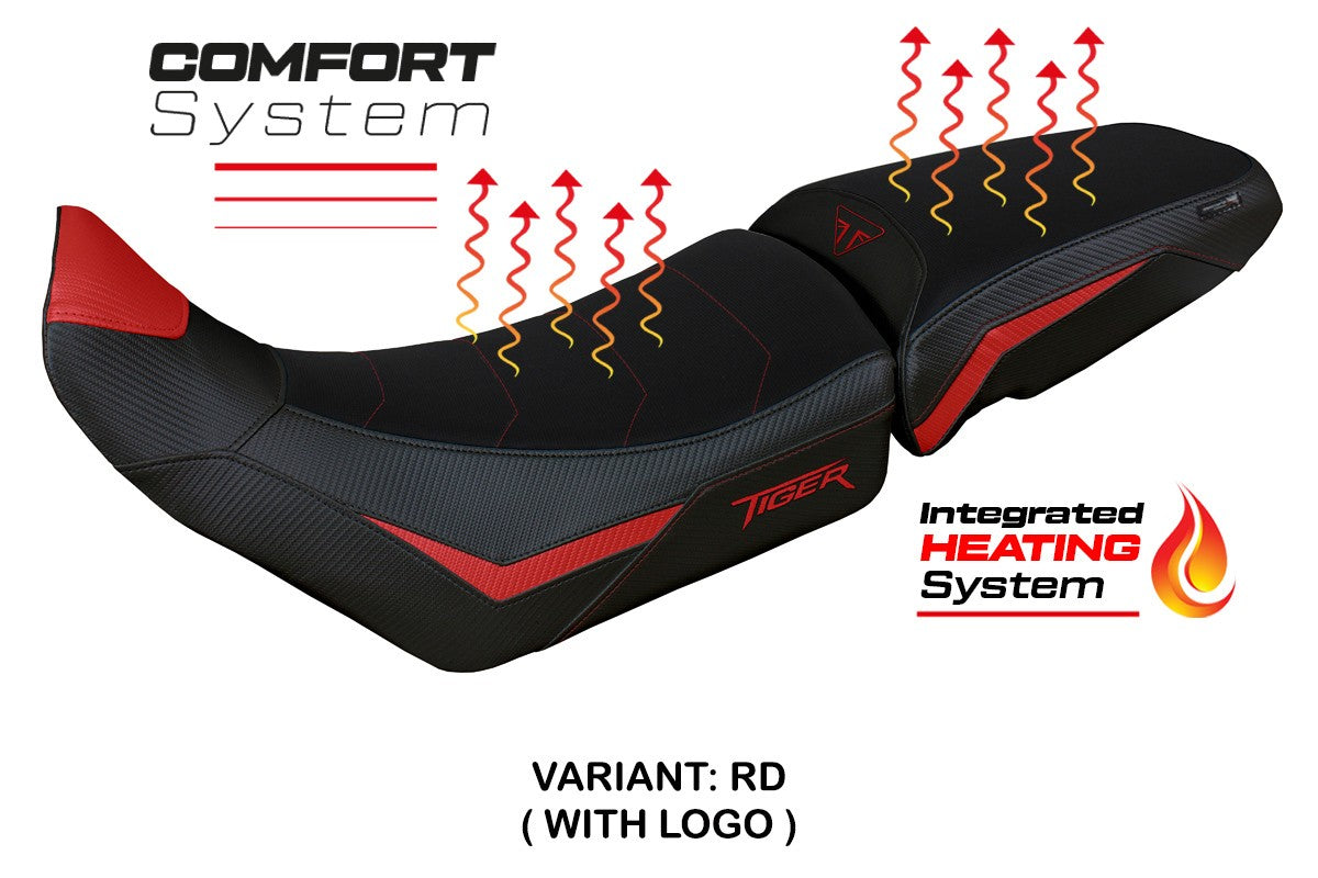 Funda de asiento para Triumph Tiger 850 Sport 2021-2025 Tappezzeria Italia TPZ Calefacción Comfort Rojo