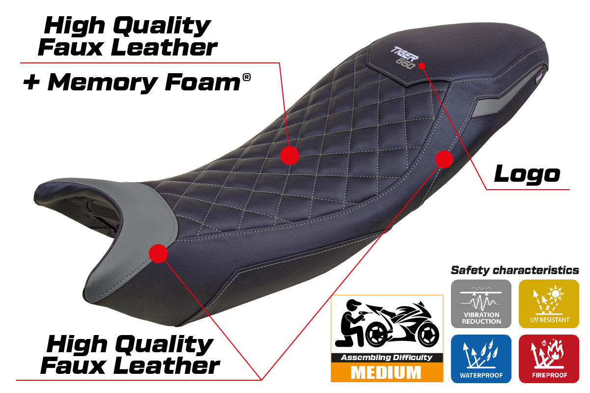 Triumph Tiger 660 2021-2025 Seat Cover Tappezzeria Italia TPZ Comfort in Black Grey SE