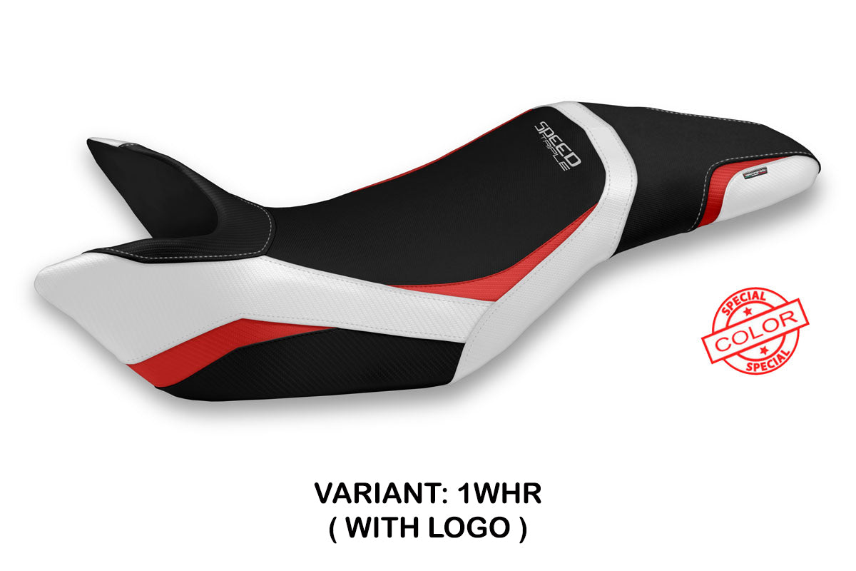 Funda de asiento para Triumph Speed Triple 2011-2015 Tappezzeria Italia TPZ en blanco y rojo