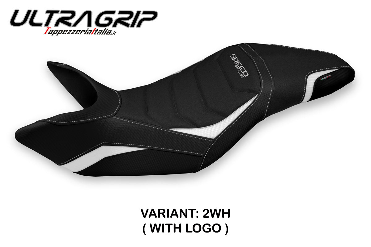 Funda de asiento para Triumph Speed Triple 2011-2015 Tappezzeria Italia TPZ Ultragrip en blanco