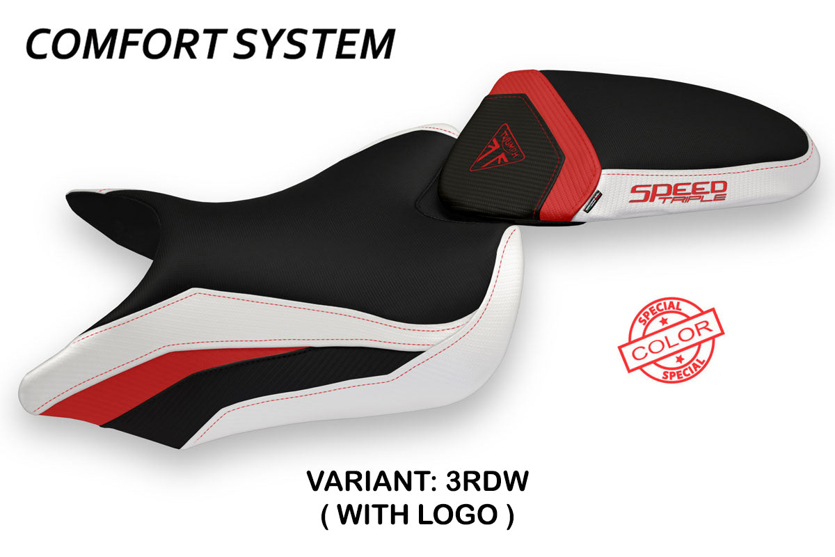 Triumph Speed Triple 2016-2021 Seat Cover Tappezzeria Italia TPZ Comfort in Red and White