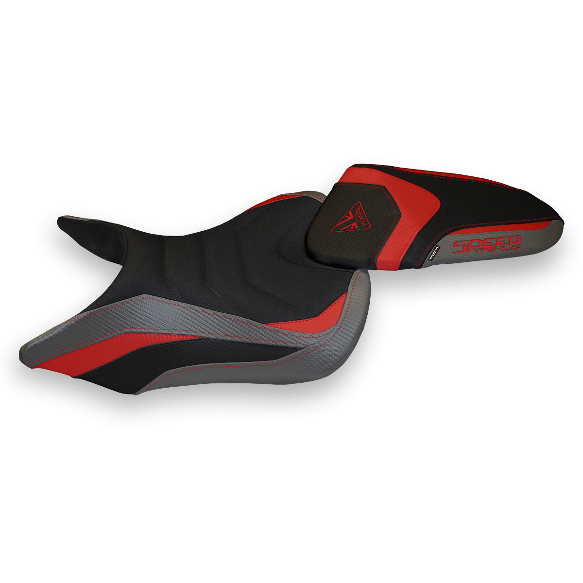 Funda de asiento para Triumph Speed Triple 2016-2021 Tappezzeria Italia TPZ Ultragrip en rojo y gris