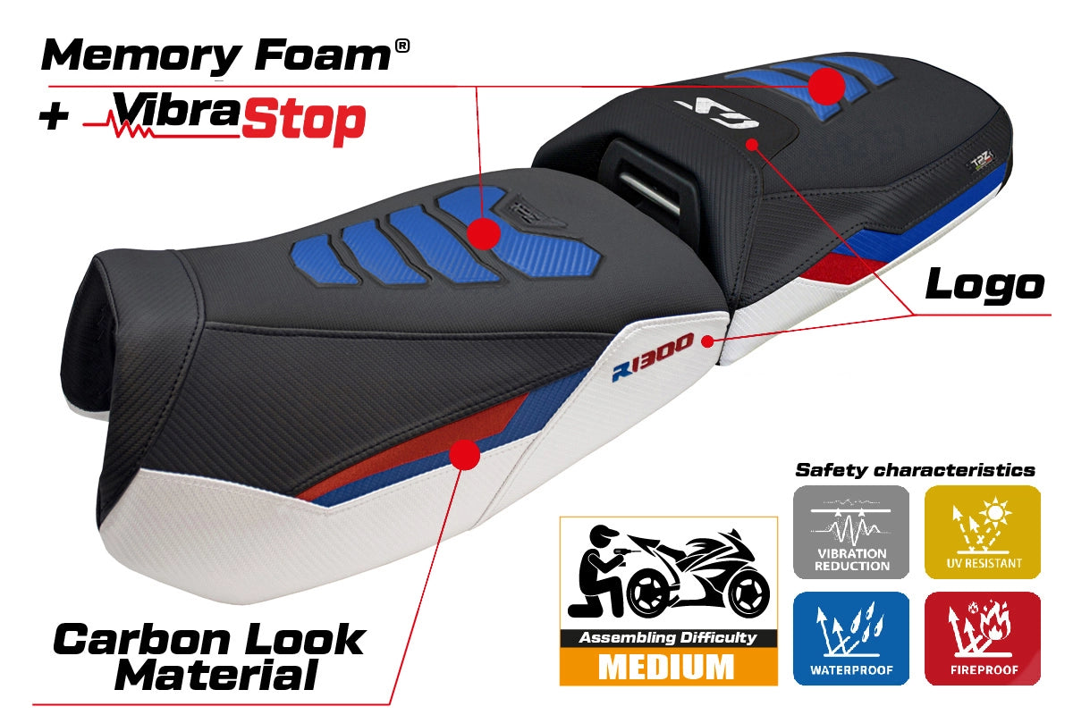 BMW R1300GS Adventure 2024-2026 Seat Cover TPZ Italia Comfort Plus Blue White Red